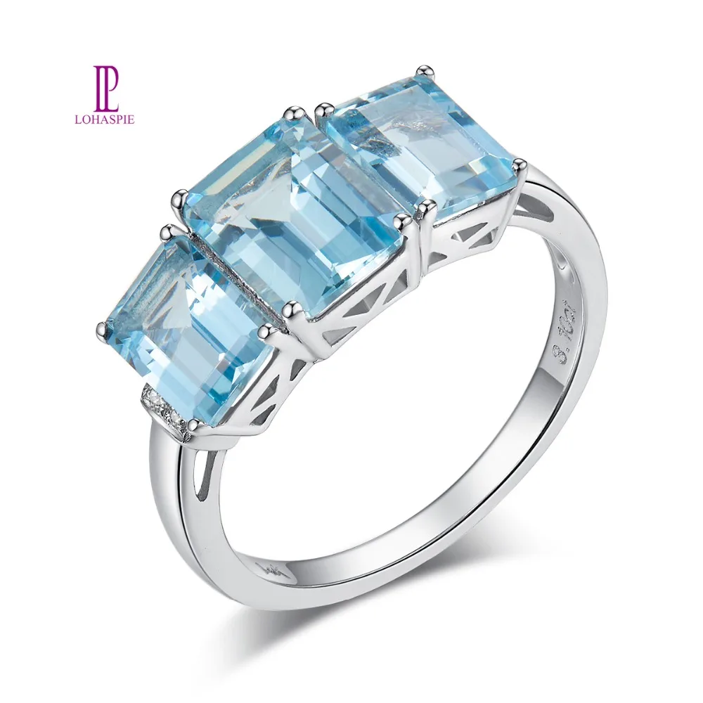 LP обручальное кольцо Solid 9 к 10 14 18 БЕЛОЕ ЗОЛОТО 3.27Ct натуральный драгоценный камень Аквамарин с бриллиантом тонкой моды камень ювелирные