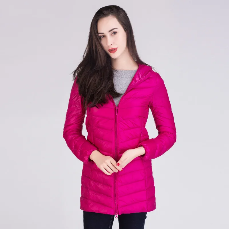 [Aiweier]New Womens Ultralight Down Jackets Hooded Zipper Long Nylon White Goose Coats 2017 Winter For Girls AL2105|winter down|winter for