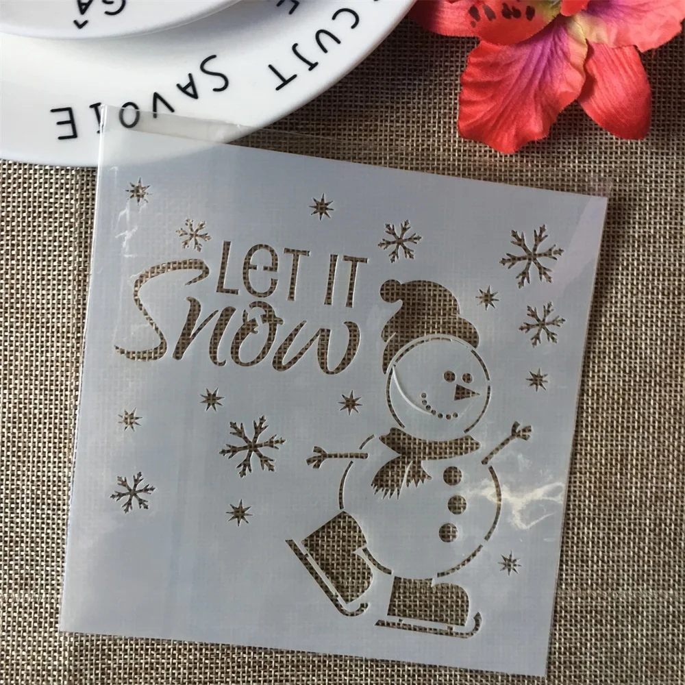 

5" Snowman Merry Christmas DIY Layering Stencils Painting Scrapbook Coloring Embossing Album Decorative Paper Card Template