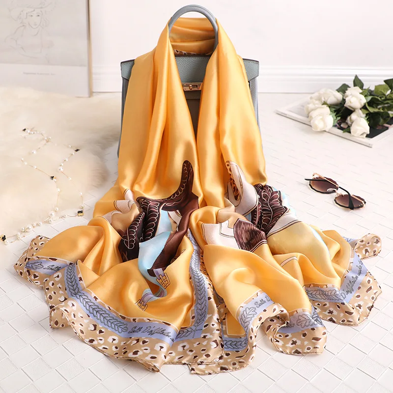 Дизайнерский бренд шелковый шарф для женщин Роскошные пляжные палантины шарф хиджаб Леди шали и палантины мягкий принт echarpe бандана Пашмина