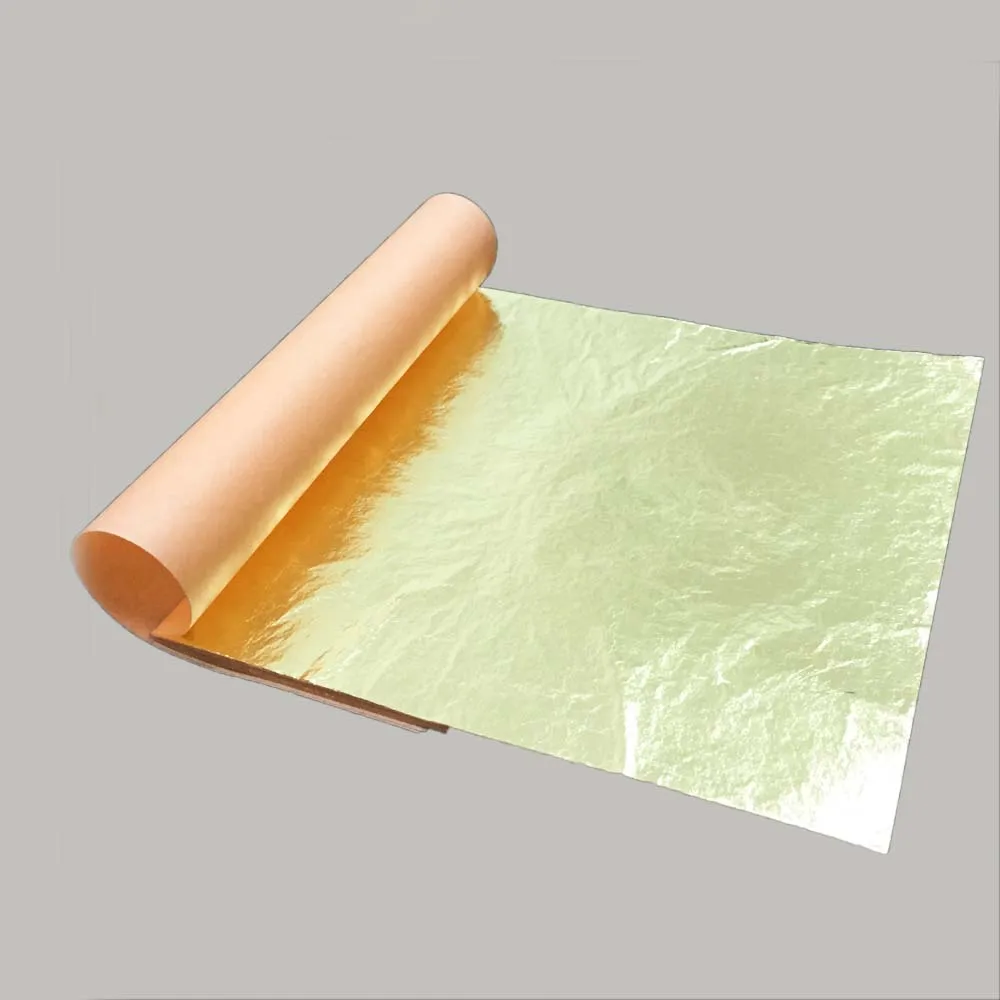 

1 booklet of 14x14cm Italian Imitation Gold Sliver Copper Leaf Leaves Sheets Foil Paper for Gilding DIY Craft Decoration