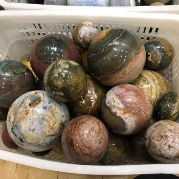 

Natural moss aquatic agate quartz crystal sphere ball for healing chakra decoration JM