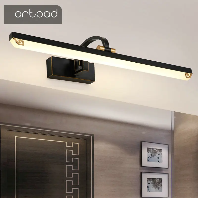 

Artpad Black Rotatable Bathroom Wall Lamp 8W 41CM Modern Mirror Light AC 110-260V Wall Mounted Indoor Sconces Lighting Fixture