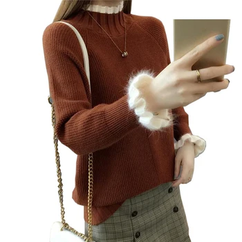 

New 2018 Atutumn Winter Sweater Pullovers Fashion Thick Warm Turtleneck Sweater Thickening Loose Pullovers Women Sweater LJ0663