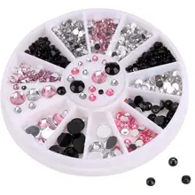 1 roue ongles Art conseils gemmes cristal paillettes strass bricolage strass décoration pour Nail Art 3 couleurs nouveauté(China)