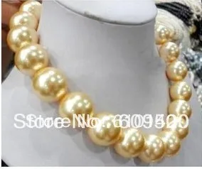 

18mm Round golden southsea shell pearl necklace