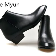 Сезон осень-зима; мужские ботинки из натуральной кожи с острым носком; ботильоны на высоком каблуке 4,5 см, визуально увеличивающие рост; деловые мужские ботинки «Челси»