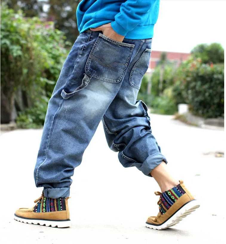 Мужские джинсы в стиле хип-хоп с несколькими карманами, большие размеры, скейтерские штаны, свободные шаровары, высокая талия, 6XL, 5XL, 4XL, 3XL, 2XL