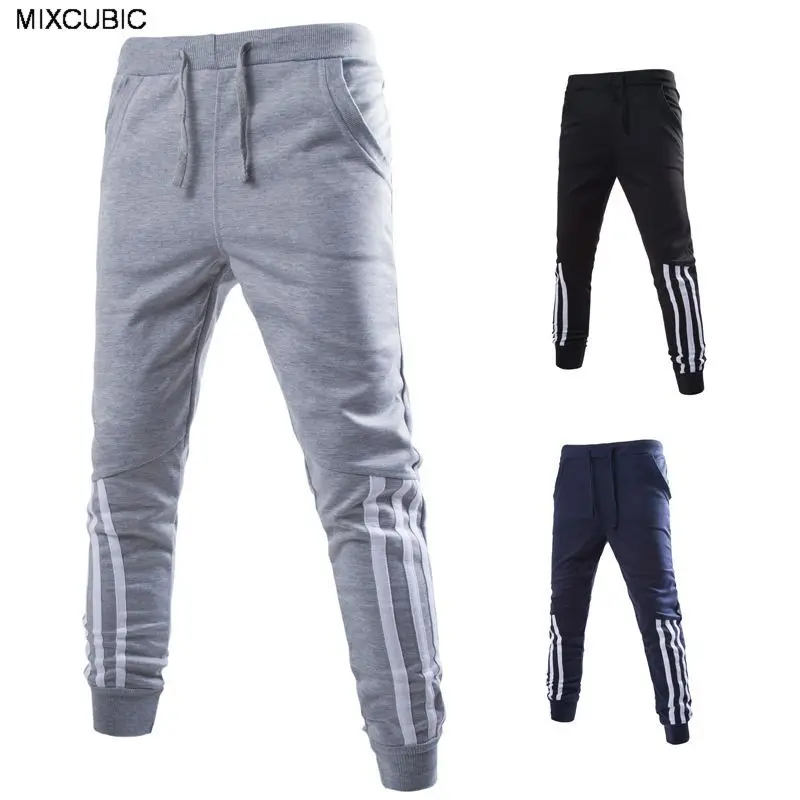 MIXCUBIC 2017 spring autumn three white Stripes harem pants men casual ...