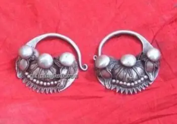 

Wonderful Miao silver carving tribal earrings Free shipping