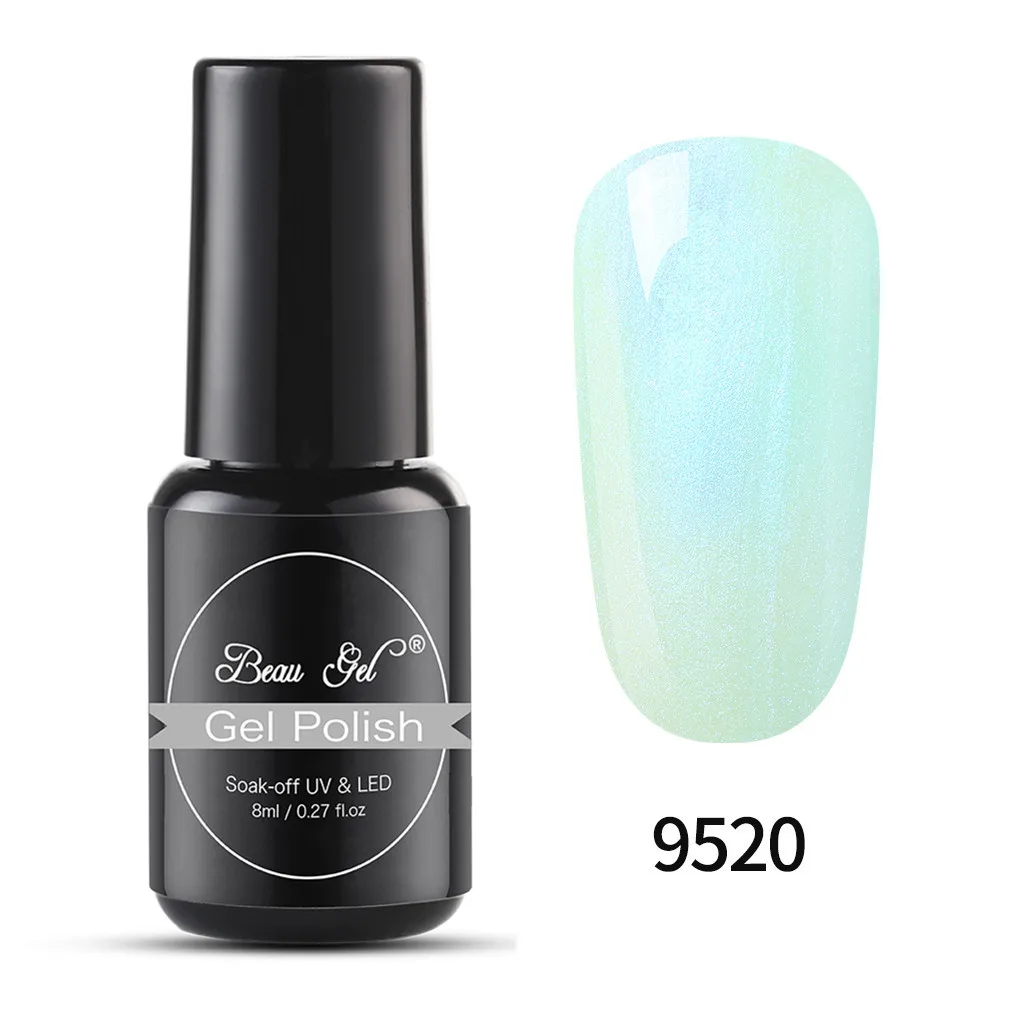 Beau Gel 8ml Shell Mermaid UV Gel Varnish Pearl Shell UV LED Gel Polish Semi Permanent Hybrid Varnish Soak Off Gel Nail Polish - Цвет: BKJ9520