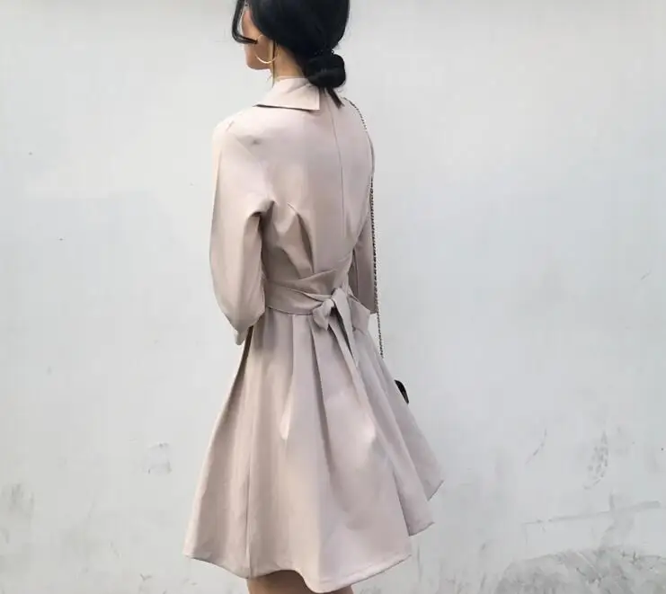 New Summer And Autumn Harbor Style Vintage Chic All-match Female Dress V-Neck Waist Lace Up Half Sleeve Dress Slim Lady Dress 10