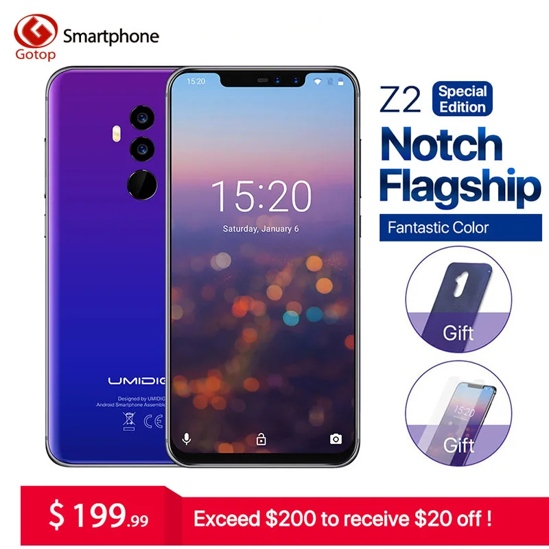 Umidigi Z2 специальное издание 4 Гб ОЗУ 64 ПЗУ мобильный телефон Helio P23 Octa Core 6 2 &quotAndroid 8 1