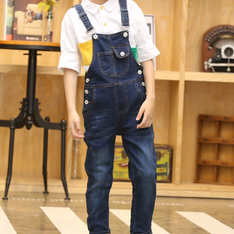 

2020 Autumn Denim Overalls for Children Teenage Boys Jeans Jumpsuit Spring Pockets Girls Dungarees Bib Pants Cowboy Kids CLothes