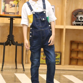 

2020 Autumn Denim Overalls for Children Teenage Boys Jeans Jumpsuit Spring Pockets Girls Dungarees Bib Pants Cowboy Kids CLothes
