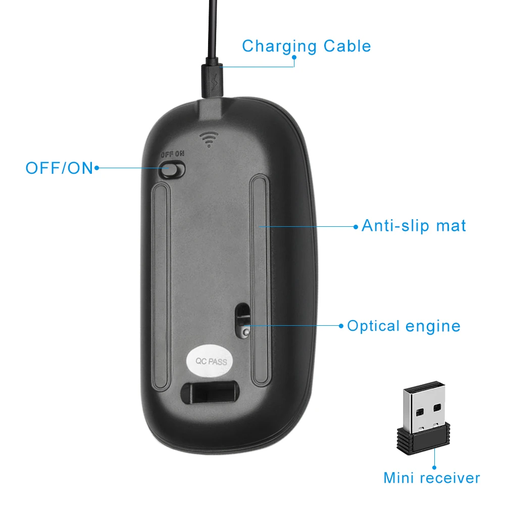 Bluetooth беспроводная мышь бесшумная ПК перезаряжаемая эргономичная USB Type C