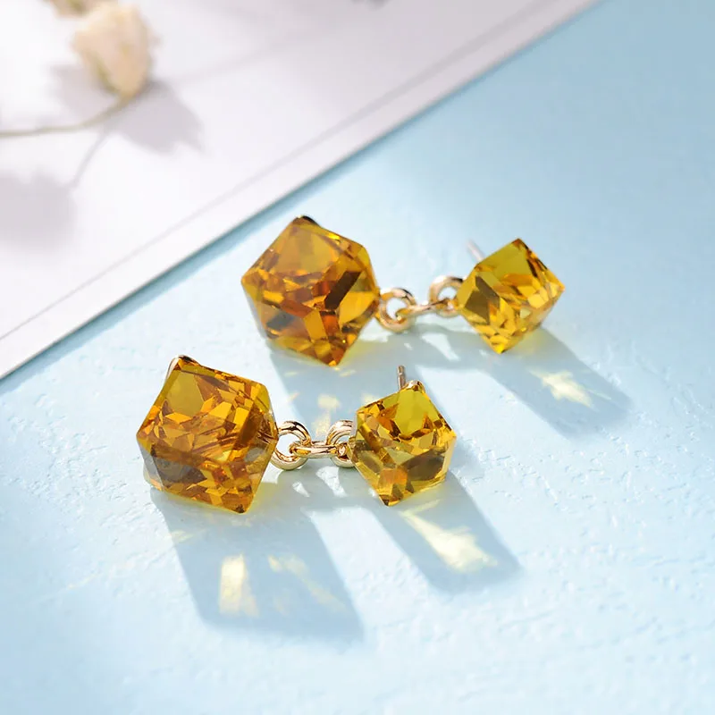 3P Модные кубический цирконий, геометрической формы серьги с кристаллами для женщин очаровательные цветные ювелирные серьги с камнями Brincos