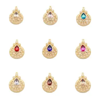 

New Arrival 50pcs 22*30MM Bright Gold Tone Plated Crystal Rhinestone Floral Waterdrop Necklace Pendants Fashion Earring Charms