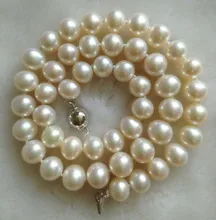 Eternal wedding Women Gift word 925 Sterling silver real 925 silver real natural big Freshwater pearl necklace 9-10mm round roun