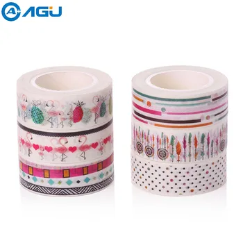 

AAGU 15mm*10m Penguin Pattern Colorful Stationary Washi Tape 7 Patterns Hand Tear Adhesive Tape Cheap Price Fashion Masking tape
