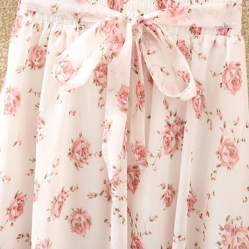 2019 летняя новая модная женская шифоновая юбка винтажная богемная Цветочная печатная Женская Бохо пляжный с завышенной талией вечерние