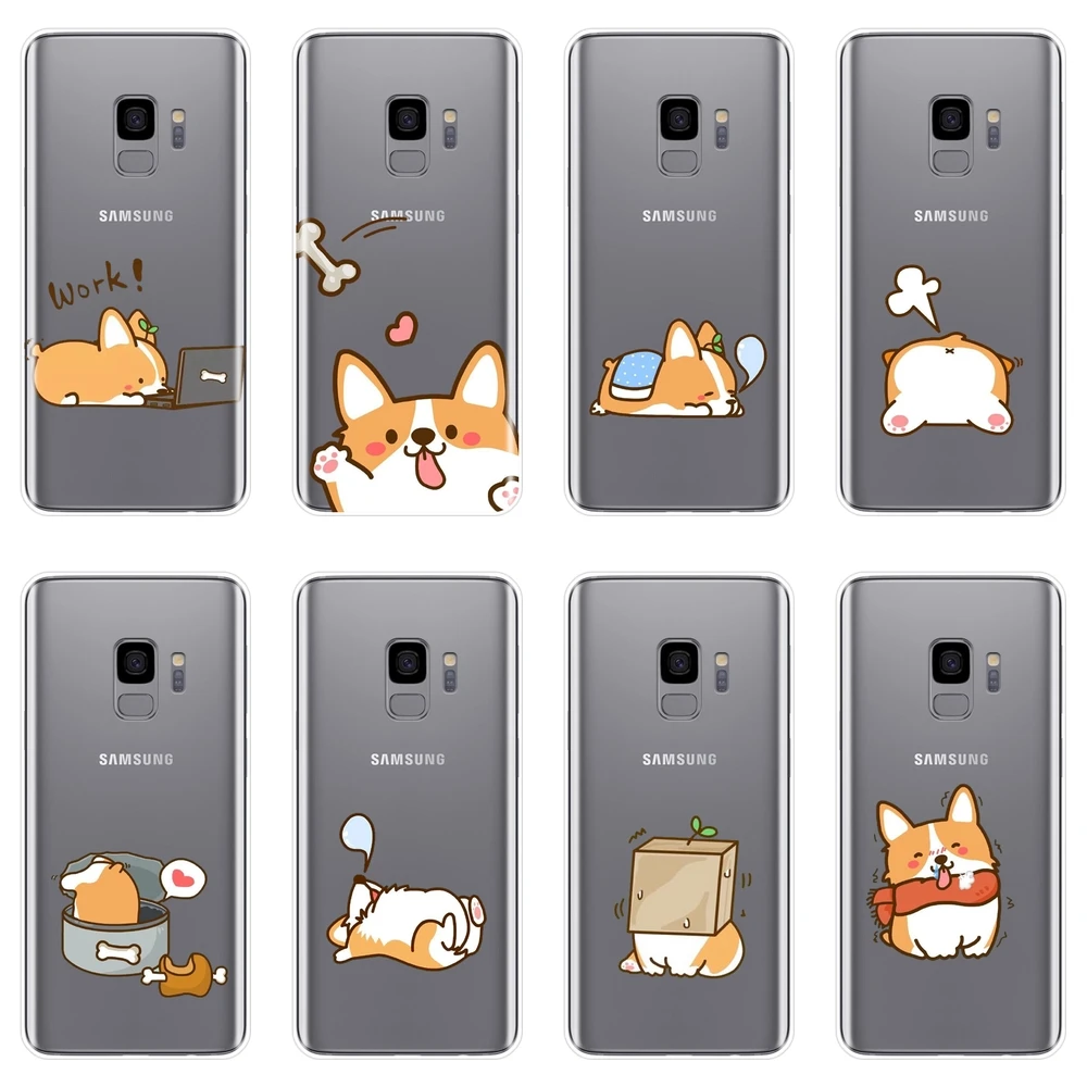 Чехол для телефона Samsung Note 4 5 8 9 силиконовый мягкий корги милая собака задняя
