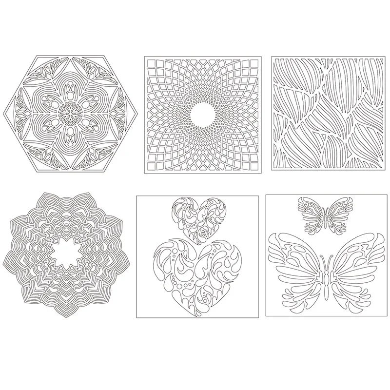 

Butterfly Mandala Floral Feathered Leaves Painting Plastic Stencil for DIY Scrapbooking Embossing Drawing Paper Cards Crafts