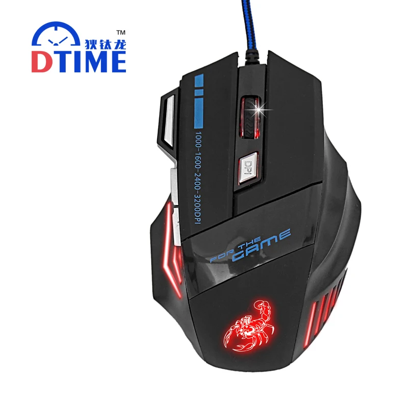 DTIME USB 7D Wired Mouse Optical Game Mice Gamer Gaming Mouse LED Light