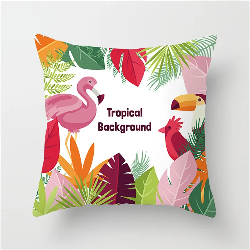 Fuwatacchi тропический стиль Фламинго чехол для подушки с принтом тропический лес листья цветок фрукты подушки для домашнего декора Чехол Наволочка, для стула