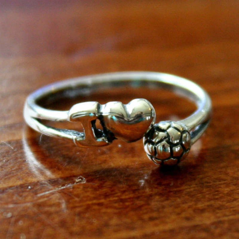 

Soccer Ring Adjustable Sports Team I Love Football Player- Jewelry Gift Idea free ship