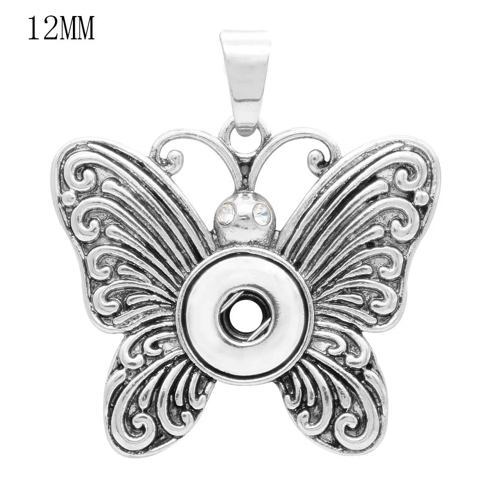 

2019 Vintage 12mm Snap jewelry Butterfly Elephant snap Pendant & Necklace For Women men Charm Pendants Jewelry