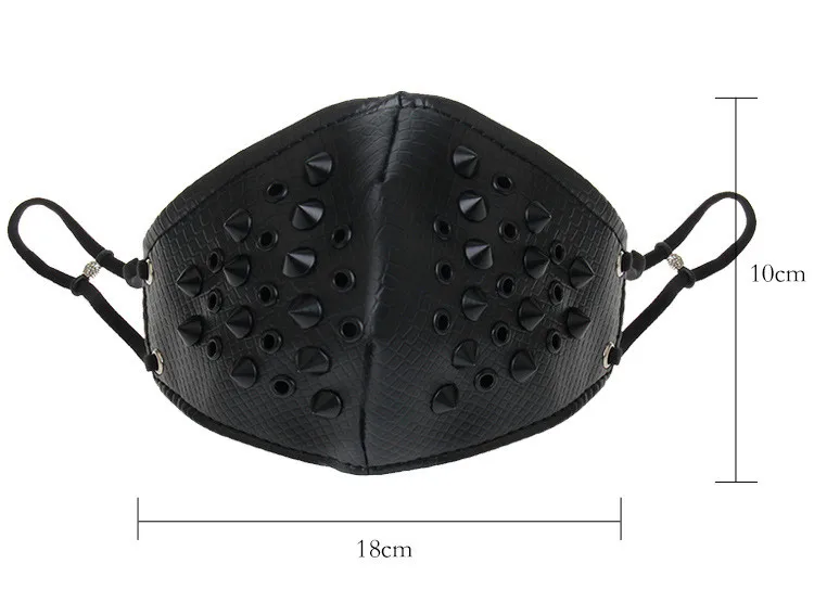 Hanging Ears Rocking Serpentine Punk Motorcycle PU Leather Mouth Muffle Mask Dust Leash Restraints  (3)