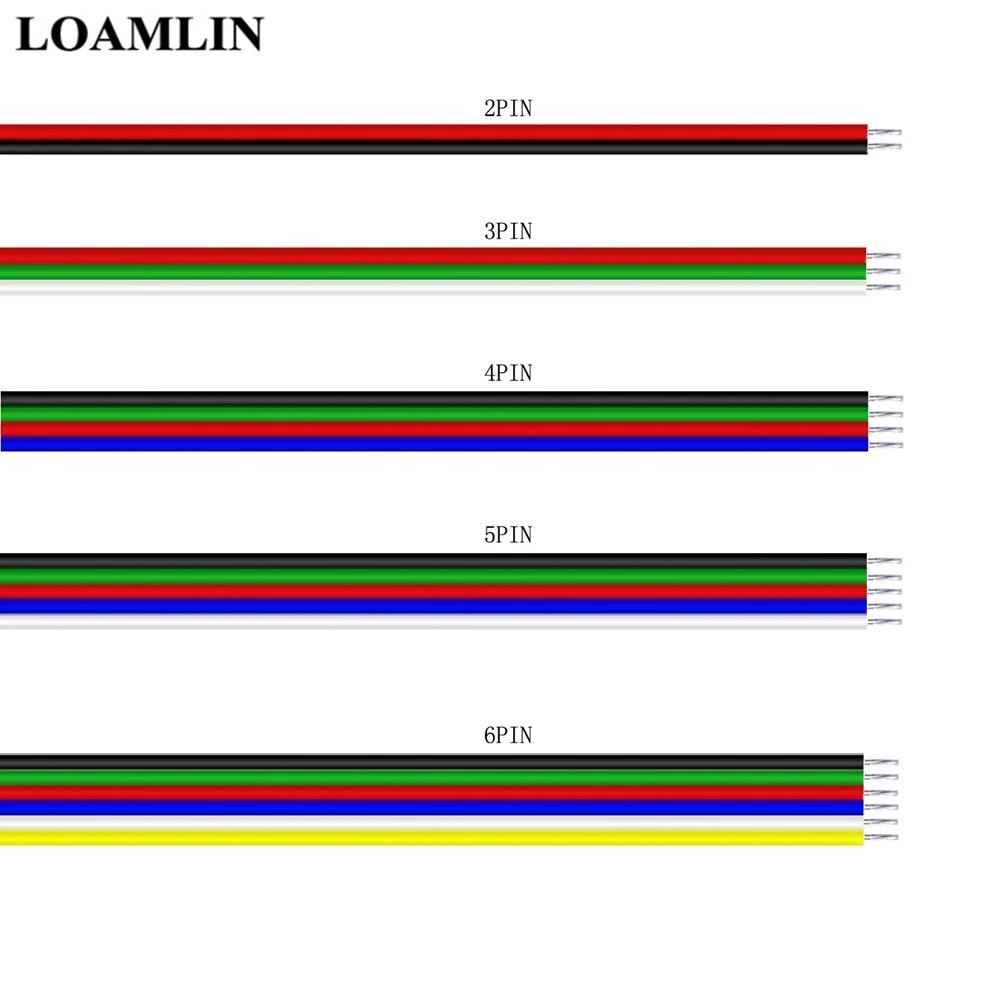 22AWG светодиодный провод кабель 2Pin/3Pin/4Pin/5Pin для WS2812B WS2811 5050 2835 5730 прокладки СИД светильник