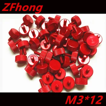 

20PCS M3*12 Red Colour aluminum knurled Thumb hand tighten screw