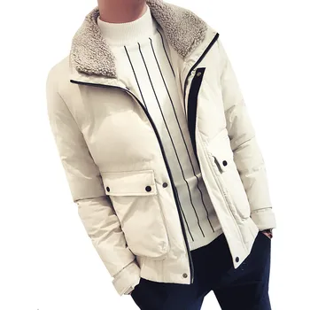 

New Jackets Parka Male Hot Sale Quality Winter Warm Thicken Outwear Slim Lamb Fur Collar Mens Coats Casual Windbreak Jackets