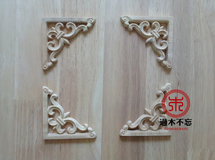 

Wood dongyang wood carving square corners flowers applique smd fashion carved wood furniture kitchen cabinet flower