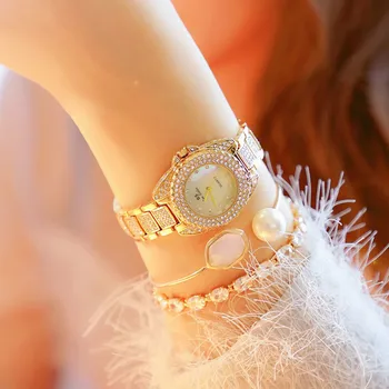 

New hot sale no digital rhinestone scale watch high-end linked list custom gold silver metal female watch Fashion & Casual