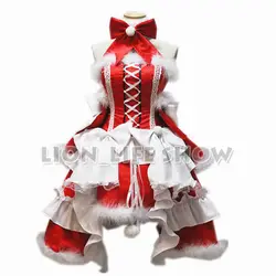 Рождество для женщин и девочек зима прекрасный лук назад Красный горничной партии косплэй костюм Лолита платье