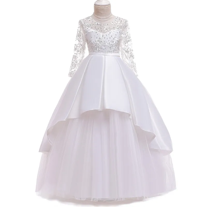 Весенне-осеннее Элегантное свадебное платье подружки невесты в европейском и американском стиле для девочек детское платье принцессы - Цвет: as picture