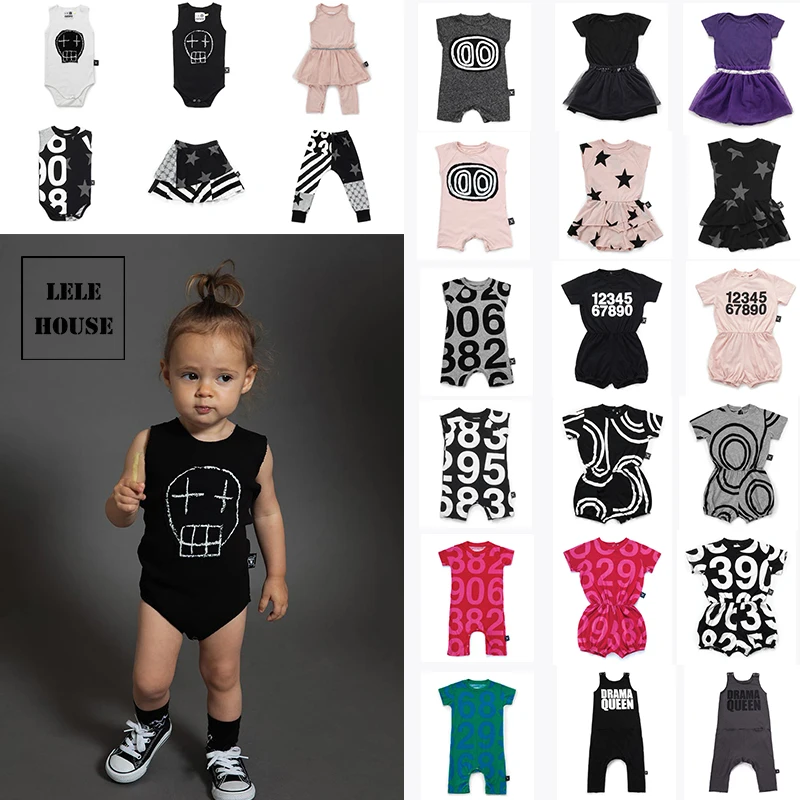 

baby girl clothes NUNUNU 2019 Summer T-shirt Circle number letters jumpsuit Newborn romper Kids T-shirt 10Y