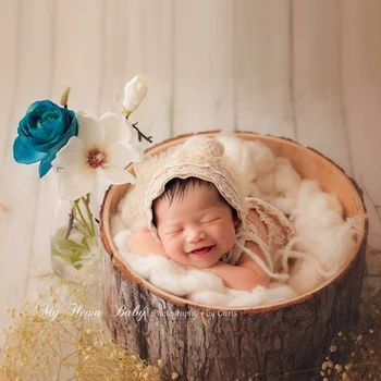 

Newborn photography props hat lace bear knitted hat baby princess party studio photography cute baby hat