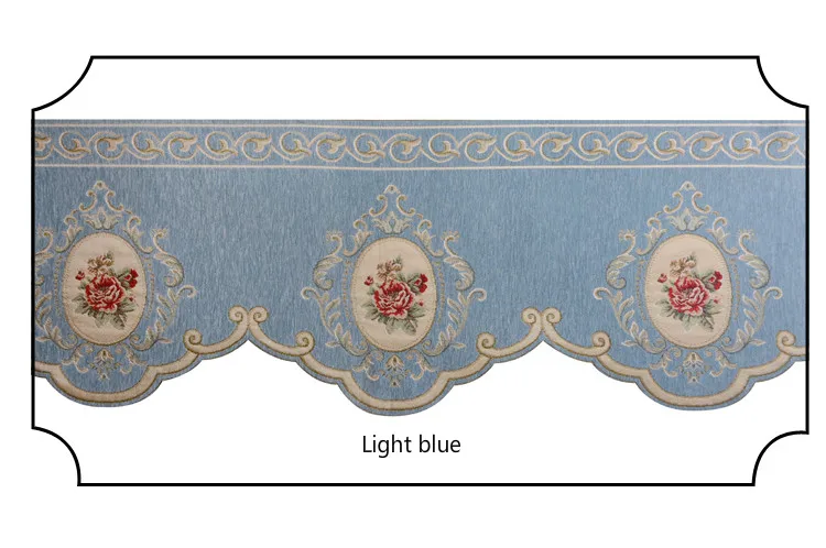 Европейский стиль изысканная вышивка пелмет для гостиной, декоративный навес ткань для кухонного окна Короткая штора - Цвет: light blue