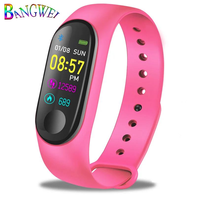 LIGE, Женский умный Браслет, сердечный ритм, кровяное давление, кислород, монитор сна, шагомер, фитнес, спортивные часы для Android ios+ ремешок - Цвет: pink
