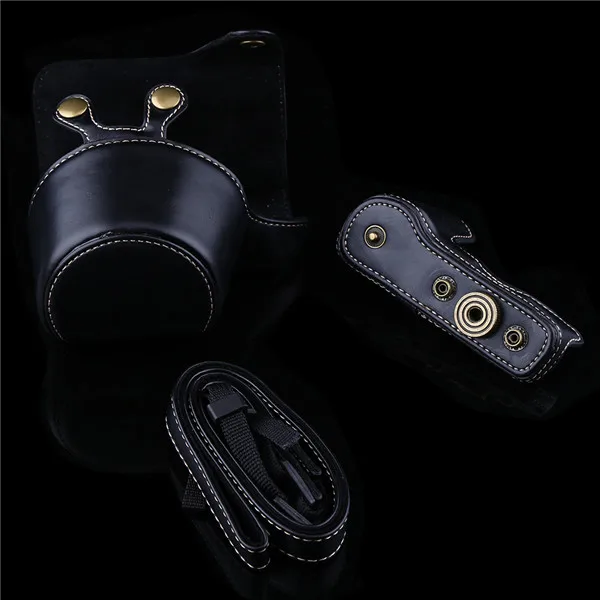 Чехол для камеры из искусственной кожи для sony A5000/A5100/NEX3N и 16-50 мм чехол для объектива камеры - Цвет: Черный