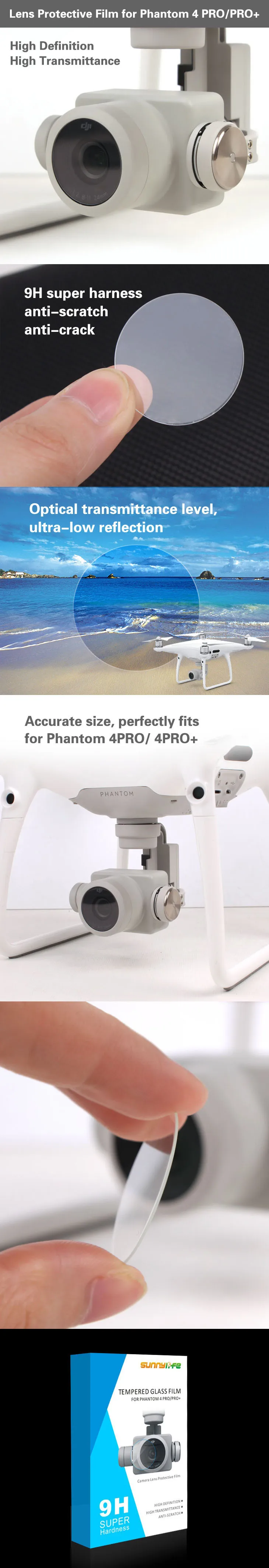 9 H твердое закаленное стекло Phantom 4 Pro/4 pro plus Аксессуары Защитная пленка для камеры для DJI Phantom 4 Pro/Plus/Advanced