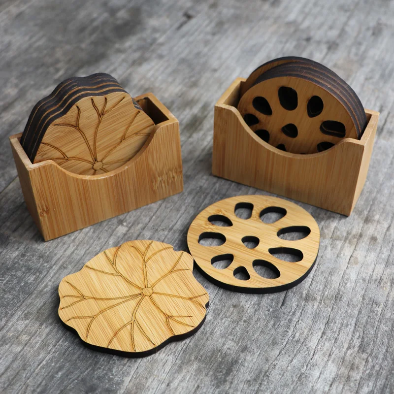 

Natural bamboo Drink coaster set round Creative Placemat cup mat pad coffee cups porta copos home decoration saucer Insulation