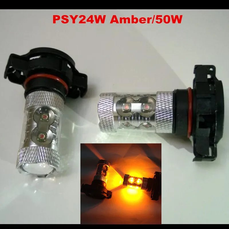 

New PSY24W 50W Amber XBD LED Upgrade Indicator Light Bulbs/Front Turn Signal Lights Cabus*** UNIVERSAL