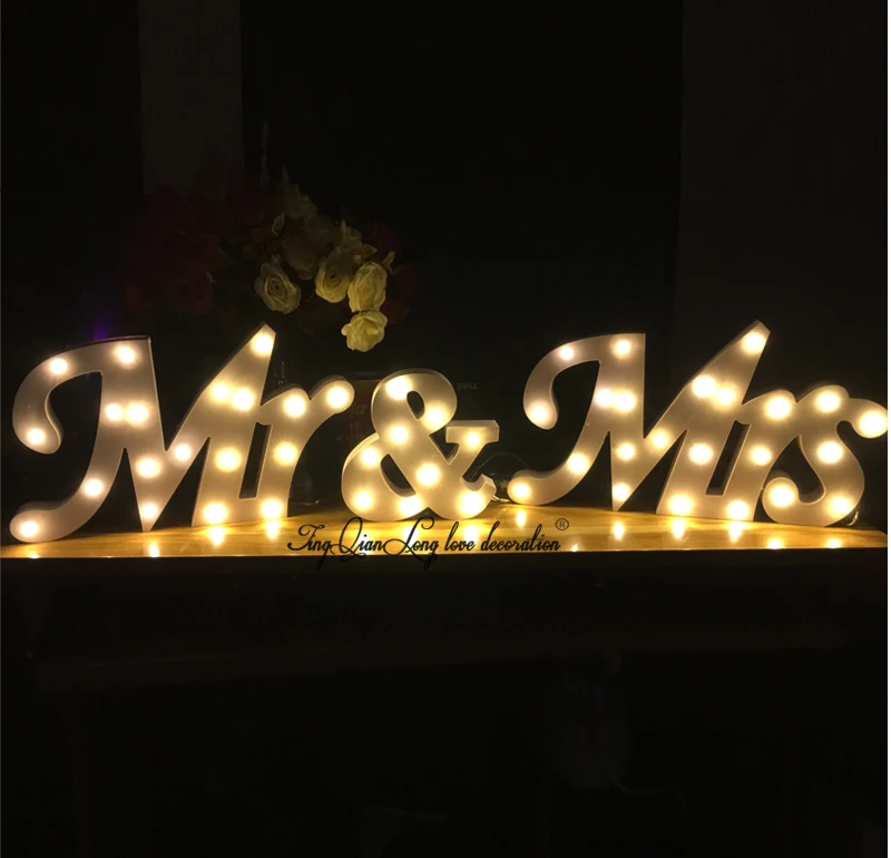 СВЕТОДИОДНЫЕ Буквы Свет MR& MRS signBatteries Работает(не Входит В Комплект) СВЕТОДИОДНЫЙ SignLight Письма и Горит Дом Свадьба знак