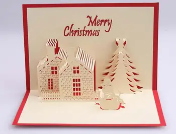 

10pcs House Tree Handmade Kirigami Origami 3D Pop UP Greeting Cards Invitation Postcard For Birthday Christmas Party Gift