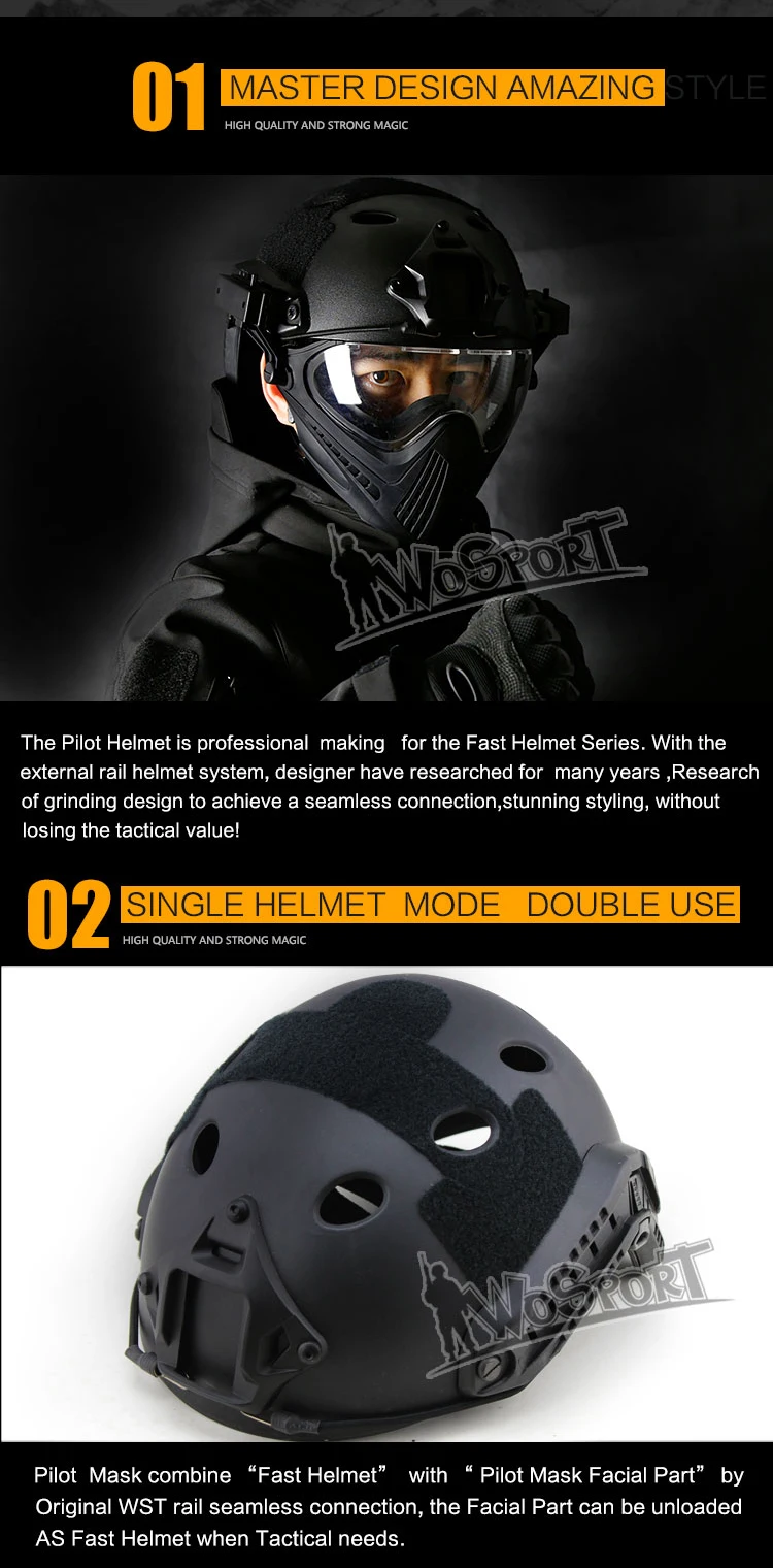 M4 M16 AR 15 Accessories Airsoft tactical Paintball fast helmet WST Pilot Mask for hunting shooting (1)
